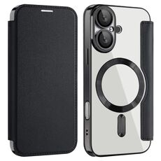 Per iPhone 16 Plus Custodia magnetica antifurto in pelle con protezione RFID MagSafe (nera)