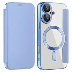 Per iPhone 16 Plus Custodia magnetica antifurto in pelle con protezione RFID MagSafe (blu)