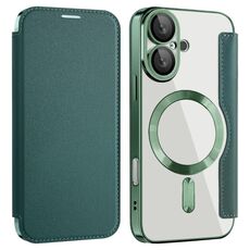 Per iPhone 16 Plus Custodia magnetica antifurto in pelle con protezione RFID MagSafe (verde)