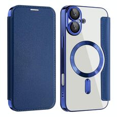 Per iPhone 16 Custodia in pelle antifurto magnetica MagSafe RFID (blu scuro)