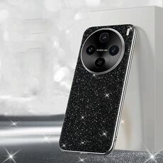Per vivo X100s Custodia per telefono con polvere glitterata elettrolitica (nero)
