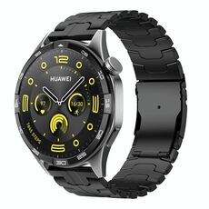 Per Huawei Watch GT 4 46mm 22mm Double Lock Buckle Turtle Titanium Steel Watch Band (Nero)