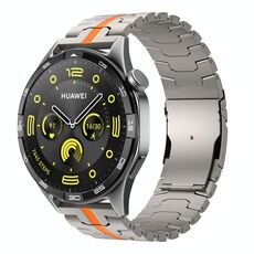 For Huawei Watch GT 4 46mm 22mm Double Lock Buckle Turtle Titanium Steel Watch Band(Titanium Oange)