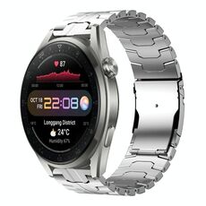 Per Huawei Watch 3 Pro Nuovo cinturino per orologio in acciaio al titanio con fibbia a doppia chiusura da 22 mm (argento)