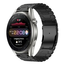 Per Huawei Watch 3 Pro Nuovo cinturino da 22 mm con fibbia a doppia chiusura in acciaio al titanio tartaruga (nero)