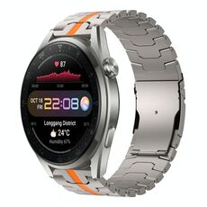 Per Huawei Watch 3 Pro Nuovo cinturino da 22 mm con fibbia a doppia chiusura in acciaio al titanio tartaruga (titanio arancione)