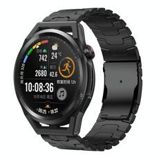 Per Huawei Watch GT Runner 22mm Double Lock Buckle Turtle Titanium Steel Watch Band (Nero)