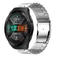 Per Huawei Watch GT / GT 2e 22mm Double Lock Buckle Turtle Titanium Steel Watch Band (Argento)