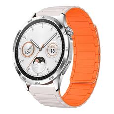 For Huawei Watch GT4 46mm 22mm I-shaped Magnetic Silicone Watch Band(Starlight+Orange)