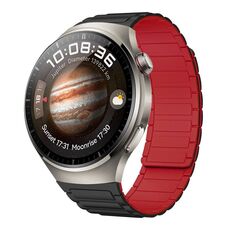 For Huawei Watch 4 Pro 22mm I-shaped Magnetic Silicone Watch Band(Black+Red)