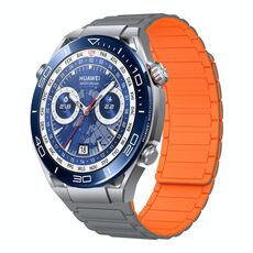 For Huawei Watch Ultimate 22mm I-shaped Magnetic Silicone Watch Band(Gray+Orange)