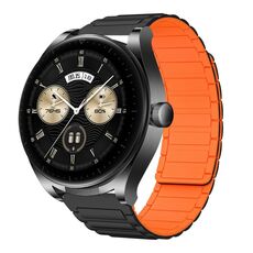 For Huawei Watch Buds 22mm I-shaped Magnetic Silicone Watch Band(Black+Orange)