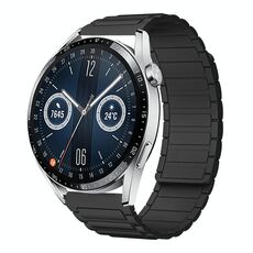 For Huawei Watch GT 3 46mm 22mm I-shaped Magnetic Silicone Watch Band(Black)