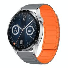 For Huawei Watch GT 3 46mm 22mm I-shaped Magnetic Silicone Watch Band(Gray+Orange)