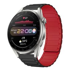 For Huawei Watch 3 Pro 22mm I-shaped Magnetic Silicone Watch Band(Black+Red)
