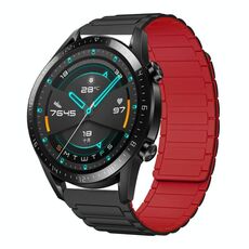 For Huawei Watch GT2 46mm 22mm I-shaped Magnetic Silicone Watch Band(Black+Red)