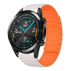 For Huawei Watch GT2 46mm 22mm I-shaped Magnetic Silicone Watch Band(Starlight+Orange)