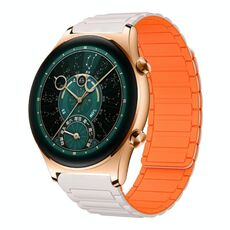 For Honor Watch GS 4 22mm I-shaped Magnetic Silicone Watch Band(Starlight+Orange)