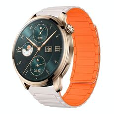 For Honor Watch 4 Pro 22mm I-shaped Magnetic Silicone Watch Band(Starlight+Orange)