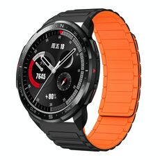 For Honor Watch GS Pro 22mm I-shaped Magnetic Silicone Watch Band(Black+Orange)