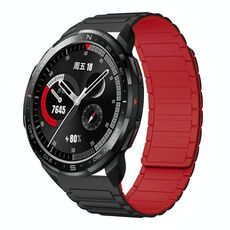 For Honor Watch GS Pro 22mm I-shaped Magnetic Silicone Watch Band(Black+Red)
