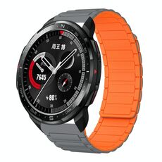 For Honor Watch GS Pro 22mm I-shaped Magnetic Silicone Watch Band(Gray+Orange)