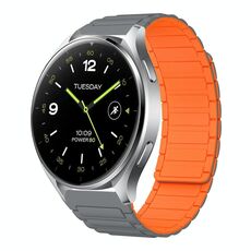 For Xiaomi Watch 2 22mm I-shaped Magnetic Silicone Watch Band(Gray+Orange)