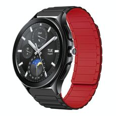 For Xiaomi Watch 2 Pro 22mm I-shaped Magnetic Silicone Watch Band(Black+Red)