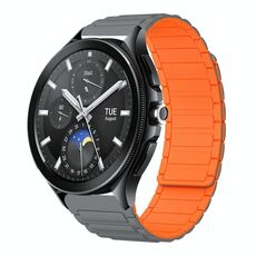 For Xiaomi Watch 2 Pro 22mm I-shaped Magnetic Silicone Watch Band(Gray+Orange)