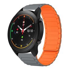 For Xiaomi Watch S1 Pro 22mm I-shaped Magnetic Silicone Watch Band(Gray+Orange)