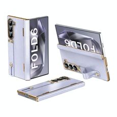 Per Samsung Galaxy Z Fold6 Custodia per telefono con cinturino da polso retrattile e supporto invisibile (viola)