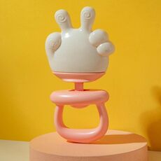 Sonaglio per bambini, massaggiagengive, lenitivo, anti-mangiare, giocattolo in silicone, colore: Sì gesto rosa