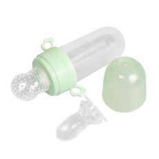 Cucchiaio portatile per alimenti per bambini a doppio scopo, per frutta e verdura, in silicone, per biberon (verde)