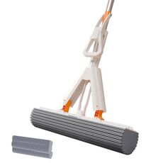 Mocio telescopico assorbente per uso domestico, mocio pieghevole a mani libere, stile: 28 cm + 3 testine in cotone