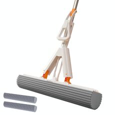 Mocio telescopico assorbente per uso domestico, mocio pieghevole a mani libere, stile: 35 cm + 2 testine in cotone
