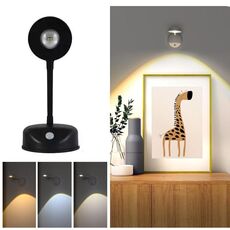 Faretto LED ricaricabile con sensore di movimento wireless, luce per quadri dimmerabile, 1200 mAH (nero)