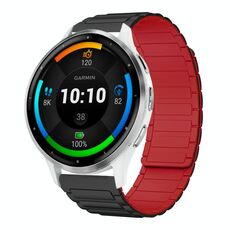 For Garmin Venu 3 22mm I-shaped Magnetic Silicone Watch Band(Black+Red)