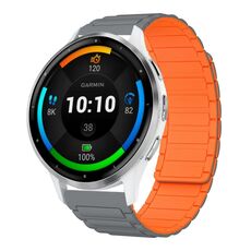 For Garmin Venu 3 22mm I-shaped Magnetic Silicone Watch Band(Gray+Orange)