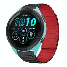 For Garmin Forerunner 265 22mm I-shaped Magnetic Silicone Watch Band(Black+Red)