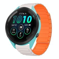 For Garmin Forerunner 265 Music 22mm I-shaped Magnetic Silicone Watch Band(Starlight+Orange)