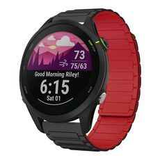 For Garmin Forerunner 255 Music 22mm I-shaped Magnetic Silicone Watch Band(Black+Red)