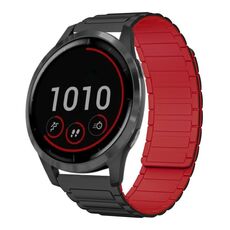 For Garmin Vivoactive 4 22mm I-shaped Magnetic Silicone Watch Band(Black+Red)