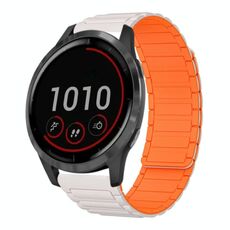 For Garmin Vivoactive 4 22mm I-shaped Magnetic Silicone Watch Band(Starlight+Orange)