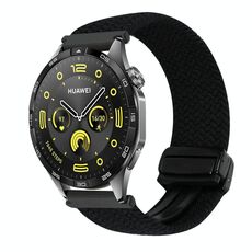 For Huawei Watch GT4 46mm 22mm Magnetic Buckle Braided Watch Band(Metallic Black)