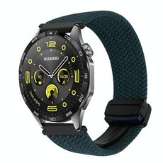 For Huawei Watch GT4 46mm 22mm Magnetic Buckle Braided Watch Band(Forest Green)