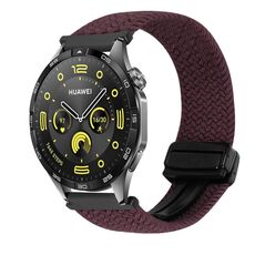 For Huawei Watch GT4 46mm 22mm Magnetic Buckle Braided Watch Band(Drop Cherry)