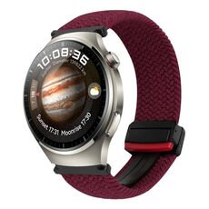For Huawei Watch 4 Pro 22mm Magnetic Buckle Braided Watch Band(Black Sand Red)