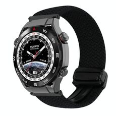 For Huawei Watch Ultimate 22mm Magnetic Buckle Braided Watch Band(Metallic Black)