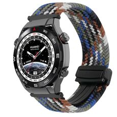For Huawei Watch Ultimate 22mm Magnetic Buckle Braided Watch Band(Denim Colorful)