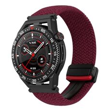 For Huawei Watch GT3 SE 22mm Magnetic Buckle Braided Watch Band(Black Sand Red)